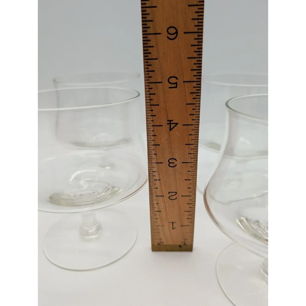 4 Hourglass Cognac Brandy 12oz Clear Glass Snifter Glasses 5”